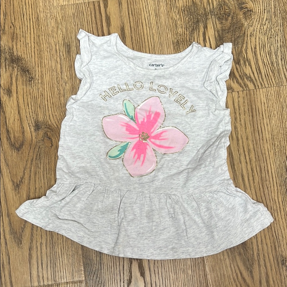 Carter's Gray Kids Top with Pink Flower